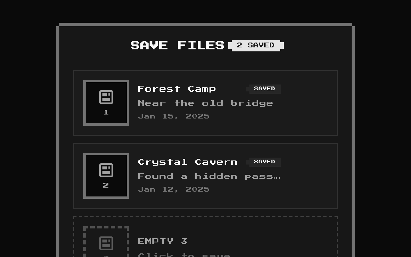 8-bit Save Slots