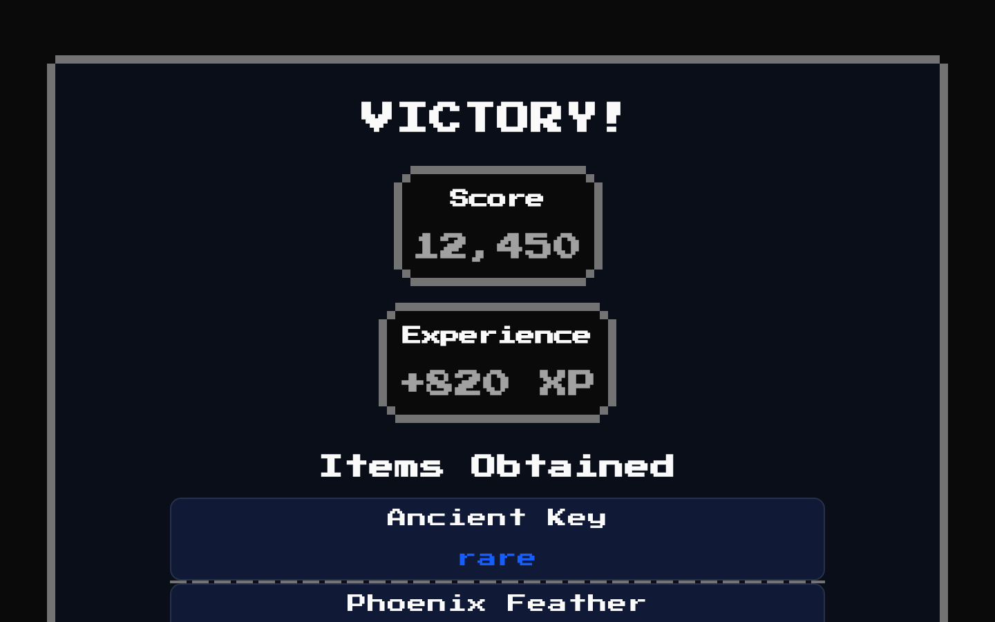8-bit Victory Screen
