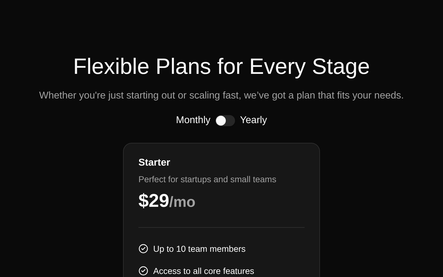 Pricing Sections