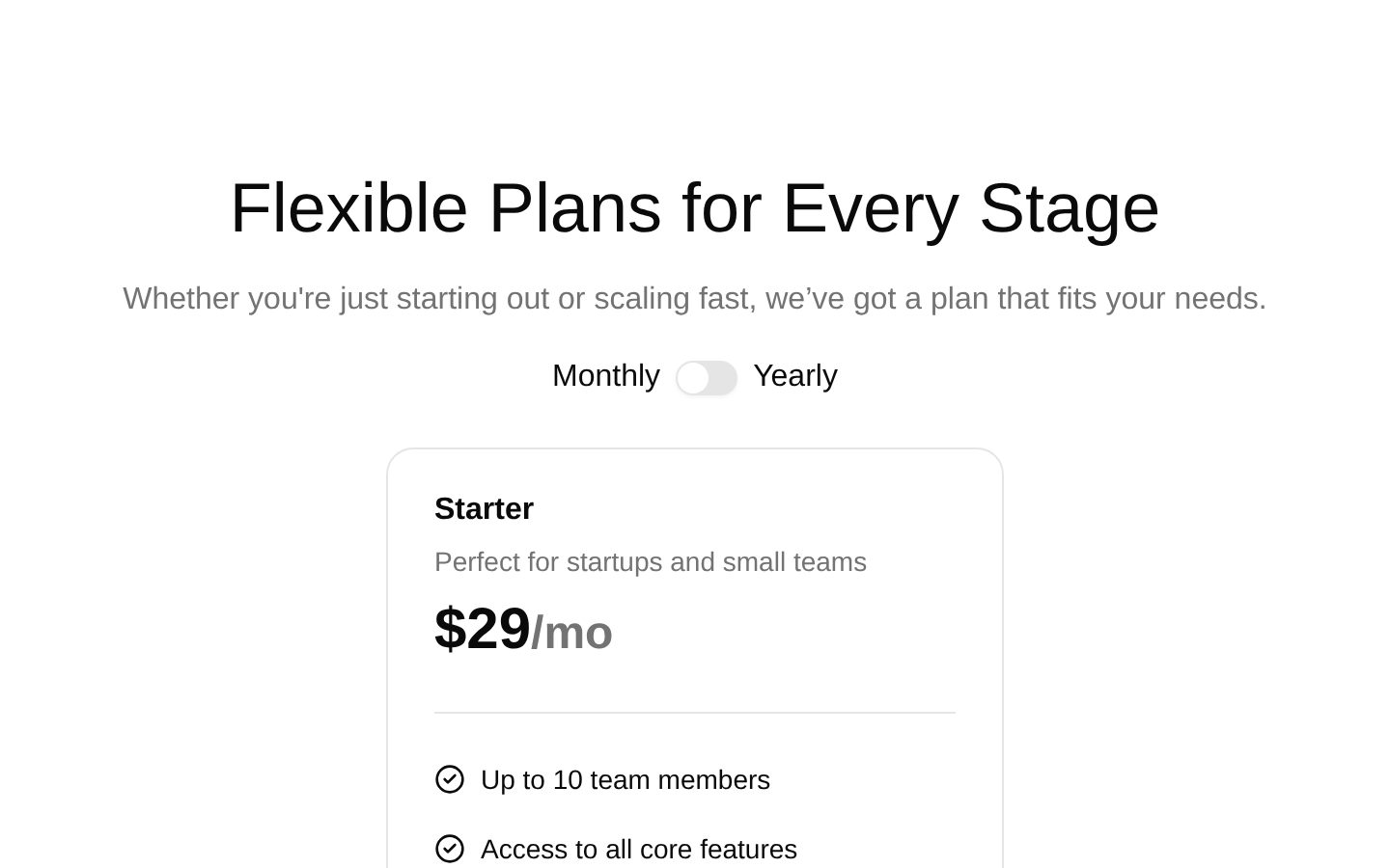 Pricing Sections
